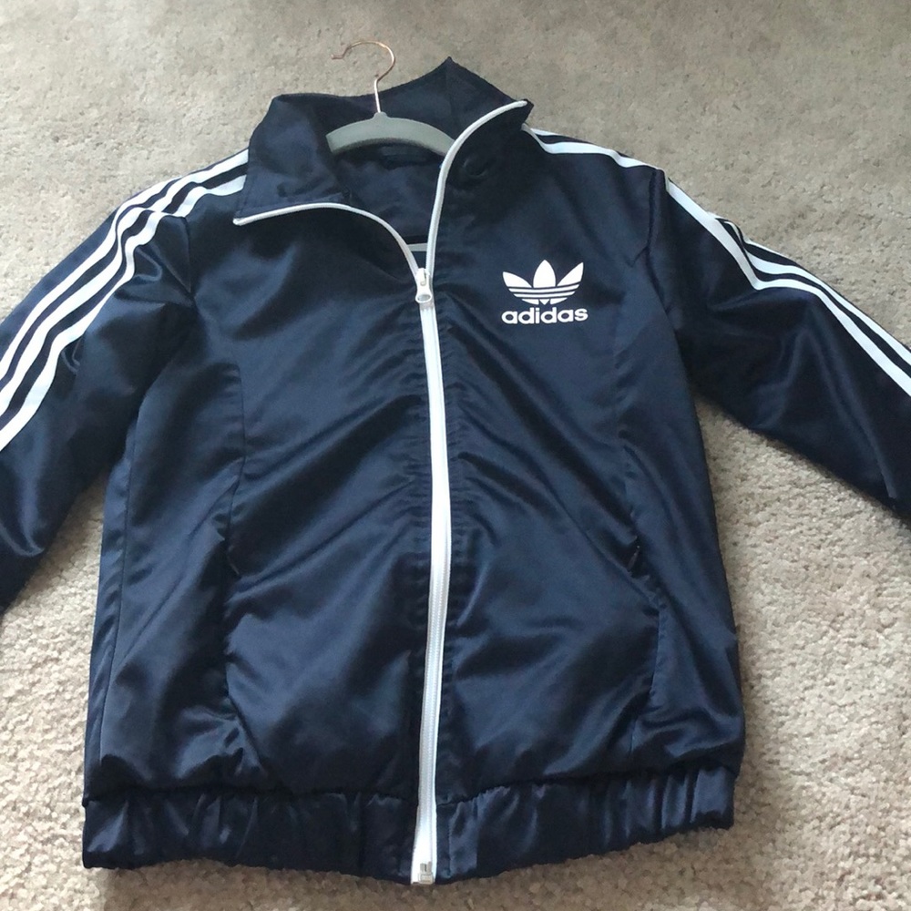 navy blue adidas zip up jacket